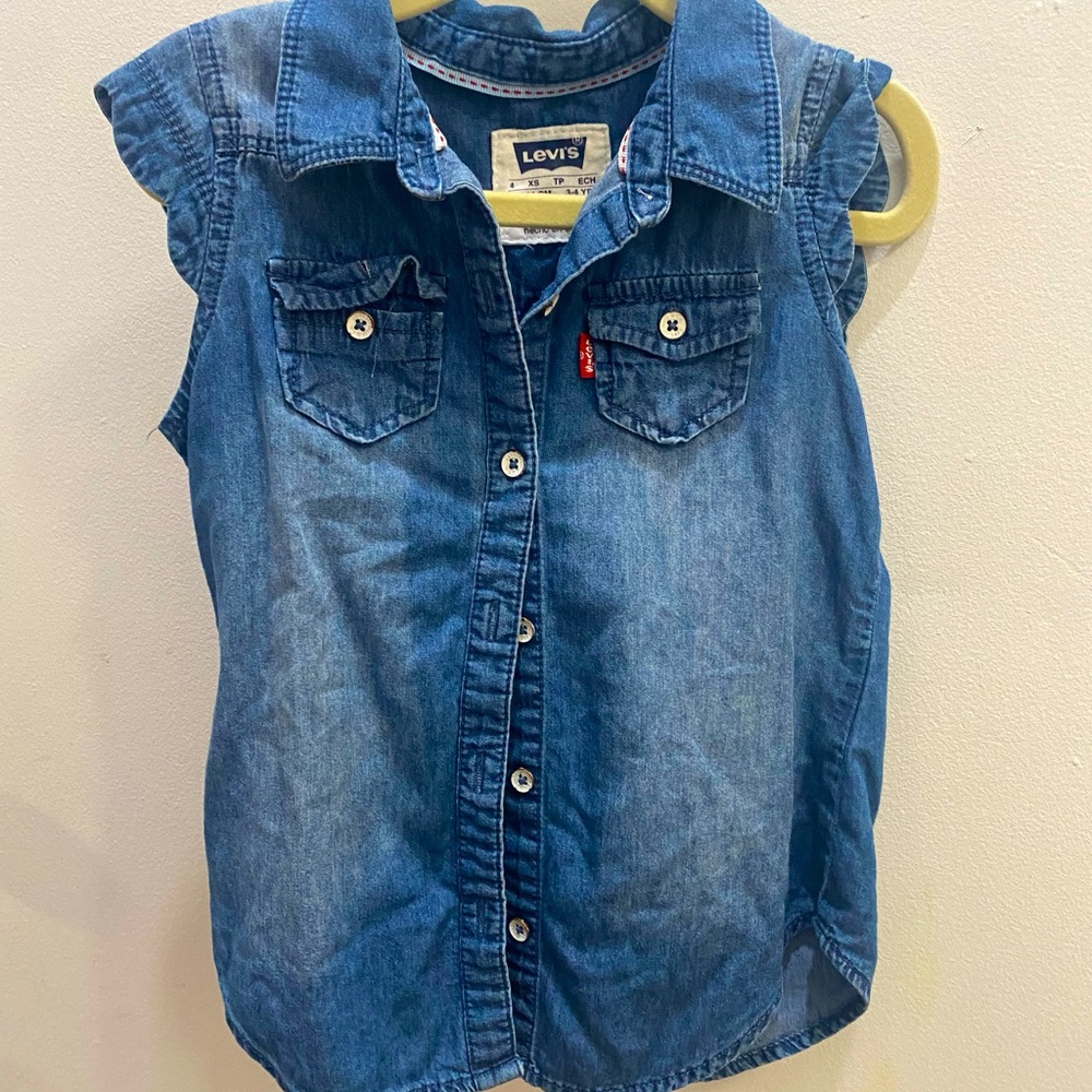 Button down jean vest shirt 4t